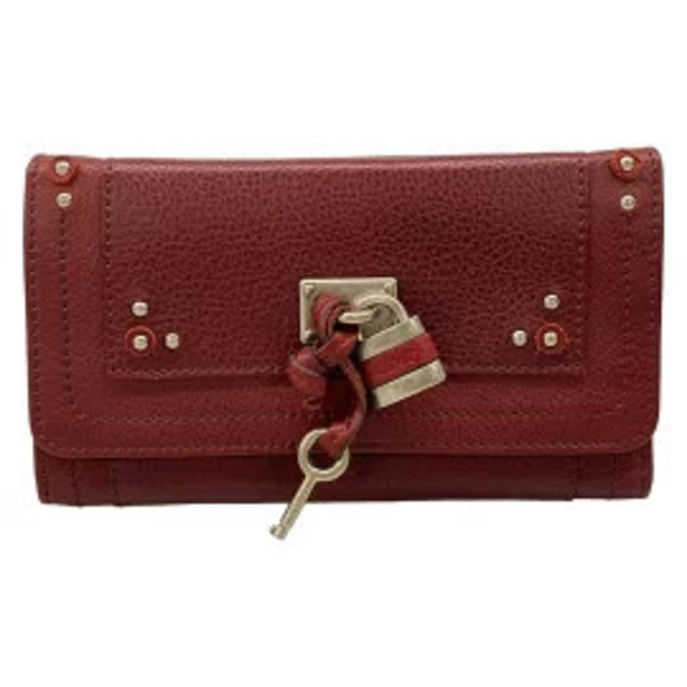 Chloe Paddington Long Wallet Bordeaux Purple Brown Leather
